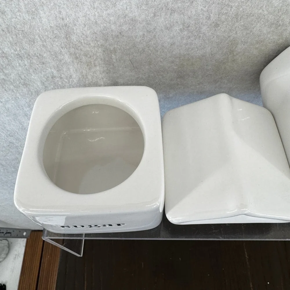 White Ceramic Milk Carton Sugar and Cream Set Modern Farmhouse Decor